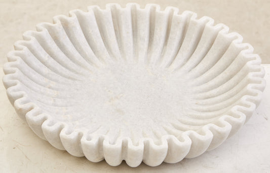 Savio Large White Fluted Marble Bowl