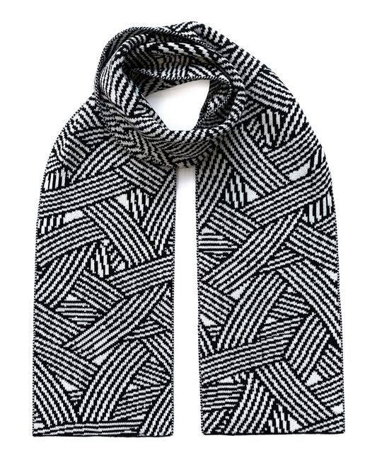 Geometric Striped Wool & Cashmere Scarf