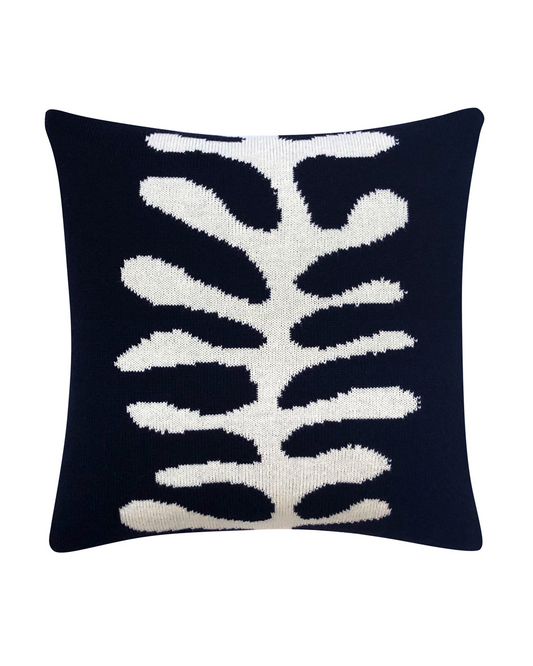 Organic Shape Wool & Cashmere Knitted Cushion Black