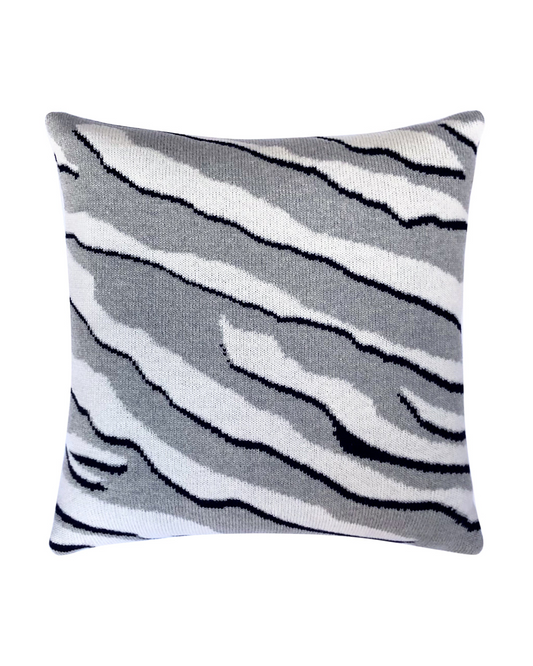 Wild Tiger Wool & Cashmere Knitted Cushion Grey