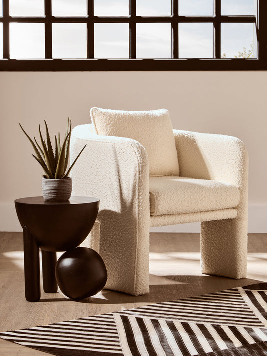 Walsa Black Finish Mango Wood Ball Detail Side Table