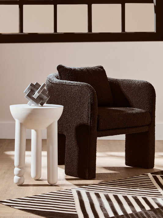 Ozzero Black Boucle Curved Armchair