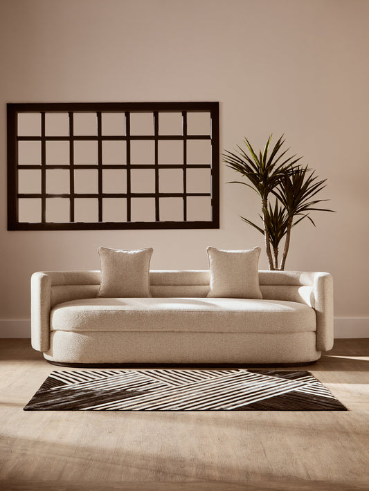 Oratino Ivory Linen 3 Seater Curved Sofa