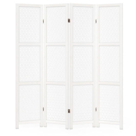 4-Panel Folding Room Divider 170cm Tall Carved Privacy Screen-4-Panel