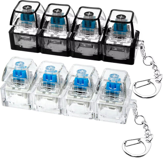 4Keys Mechanical Keyboard Electronic Luminous Transparent Crystal Height Pressure Reduction Finger Button Anti Stress Keycap Toy Schoolbag Pendant Keychain Decompression Clicker Gadget Gift | Luxury Home Accessories | Heulog Glow
