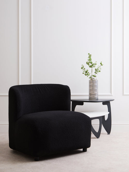 Montreal Black Boucle Effect Armless Lounge Chair