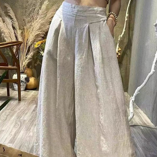 Womens Summer Retro Loose Slimming High-Waisted Pants