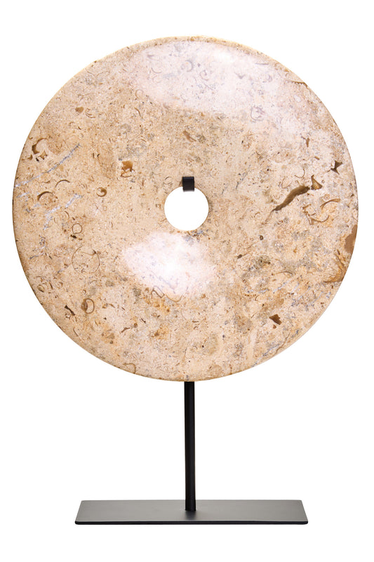 Zoro Small Natural Speckled Marble Round Dia 20cm Disc Sculpture