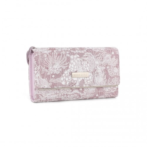 WTM2448 - Miss Lulu Elegant Women's Long Purse with Detachable Wrist Strap And Multi-Card Organizer - Pink