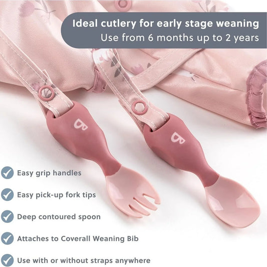 Bibado Handi Cutlery Attachable Weaning Cutlery Set 6+ months Pack of 2 - Fawn