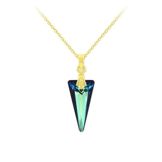 24K Silver Gold Blue Pendant Necklace