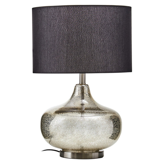 Luz Silver Glass with Black Shade Table Lamp