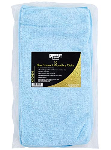 Country Range Blue Contract Microfibre Cloths 40cm x 40cm - 1x10