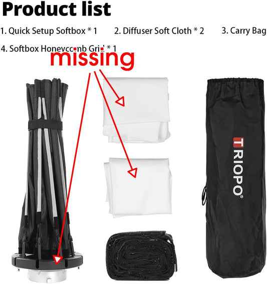 Parts for Triopo 120cm Octagon Umbrella Softbox + Grid