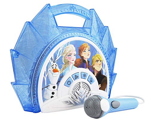 EKids FR-115F2eKids Frozen Sing Along Boombox with Microphone, Built in Music, Flashing Lights,Connects Mp3 Player Aux in Audio Device,blue