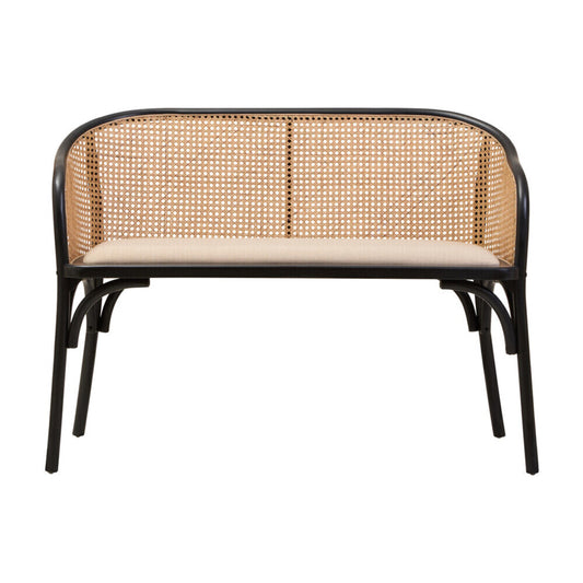 Cebu Natural Cane Bench with Black Beech Wood Frame
