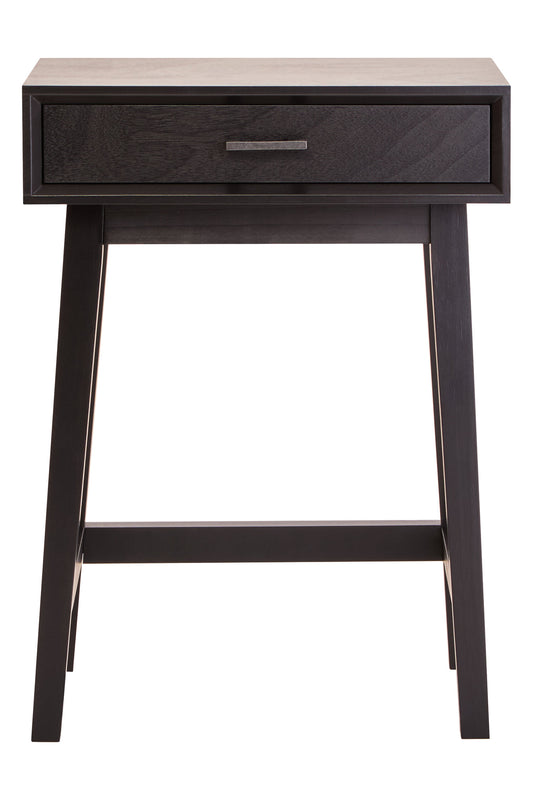 Heritage One Drawer Black Finish Wooden Side Table