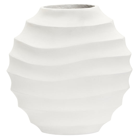Mira Small Ivory Finish Rippled Round Vase