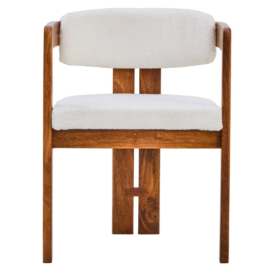 Torello Boucle Fabric and Mango Wood Dining Chair