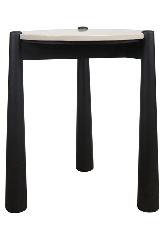 Wilbur Cream Marble Top and Mango Wood Side Table