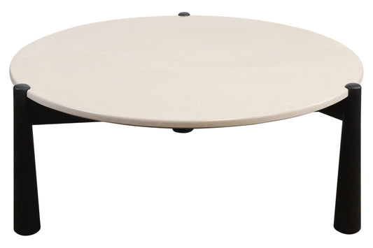Wilbur Cream Marble Top and Black Mango Wood Coffee Table