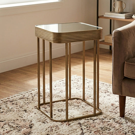 Ella Gold Side Table with Mirror Top