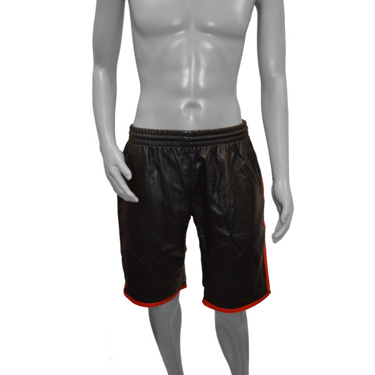 Prowler RED Leather Long Sports Shorts Black with Red Large