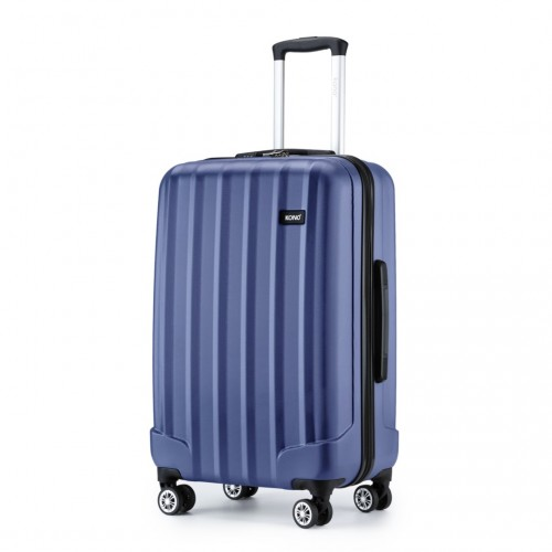 K1773-1L - Kono 28 Inch Striped ABS+PC Hard Shell Luggage with 360-Degree Spinner Wheels - Navy