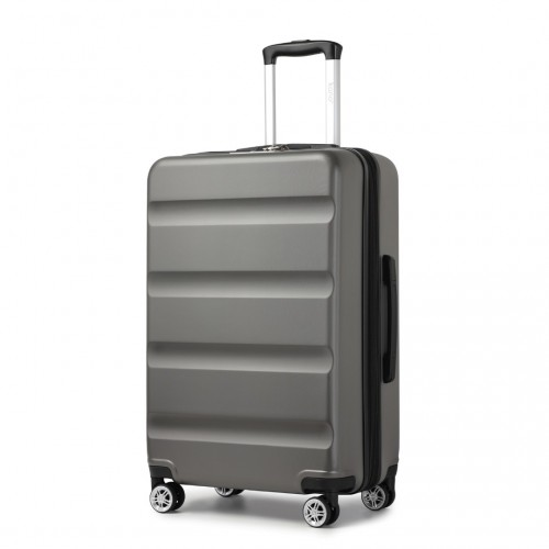 KSK2482 - Kono 24 Inch Expandable Horizontal Engraved Hard Shell ABS+PC Check-In Suitcase with TSA Lock - Grey
