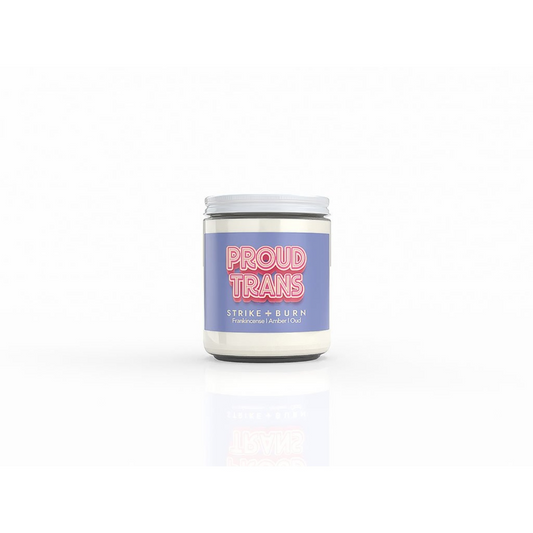 Strike & Burn Proud Trans Frankincense Amber and Oud Candle