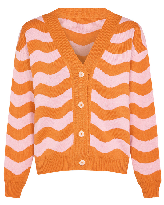 Waves Cardigan Front Orange & Pink