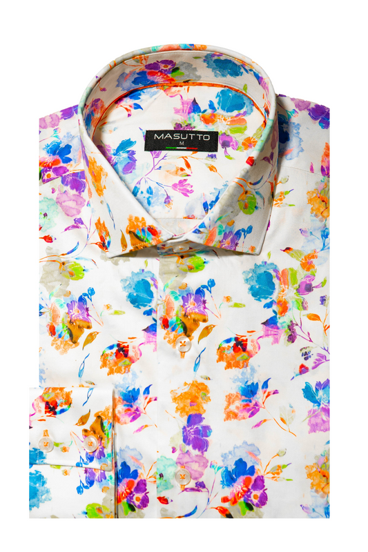 MASUTTO PALERMO/05 LONG SLEEVE BUTTON DOWN SHIRT