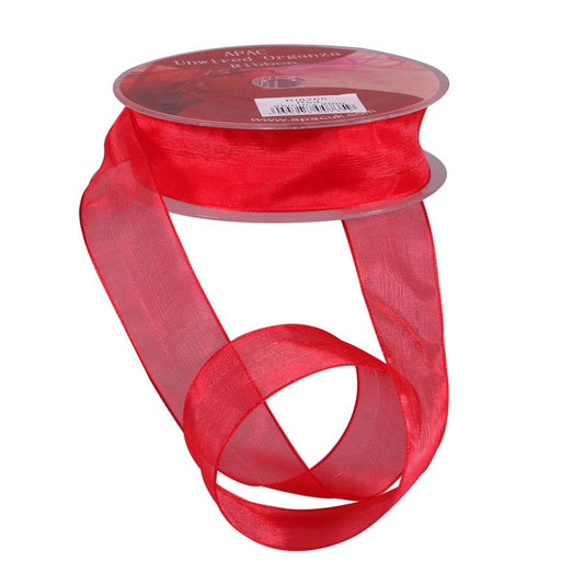 Red Woven Edge Organza 25mm