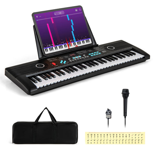 61 Key Keyboard Piano for Beginners Electric Portable Digital Piano-Black