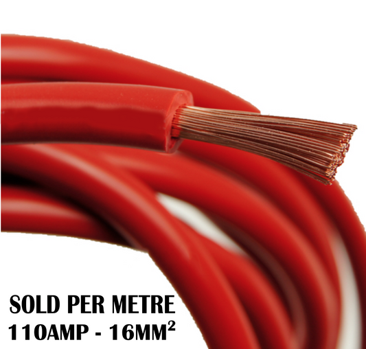 110Amp Flexible Battery/Welding Cable 16mm Red PVC Insulated - Sold by the Meter