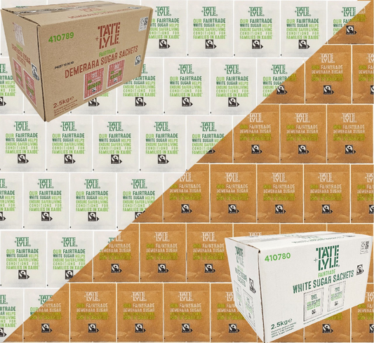 Tate & Lyle White, Brown & Demerara Sugar Sachets | Fairtrade Individual Portions for Coffee & Tea | Bulk Catering Packs