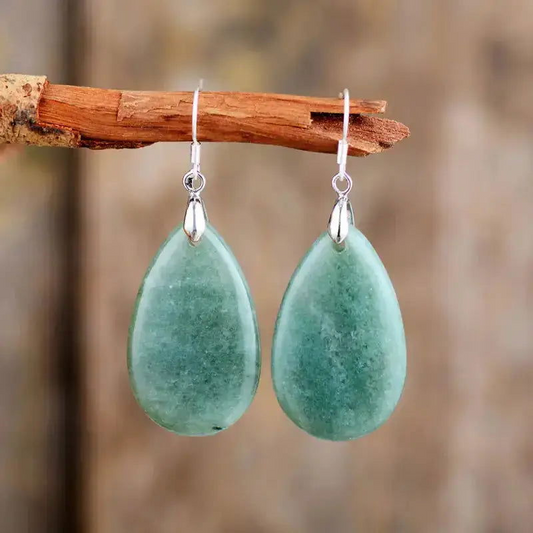 Aventurine Tiger Eye Teardrop Earring