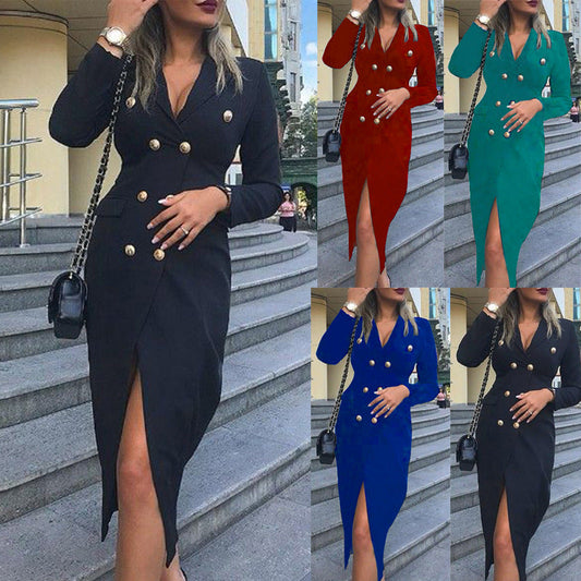 Women's Elegant Double Breasted Sheath Dress
