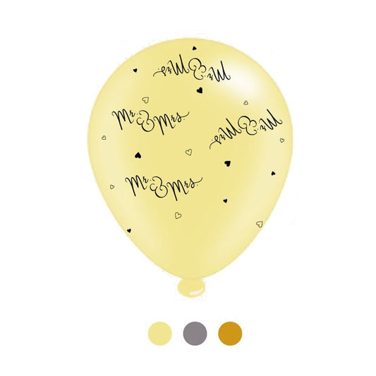 Mr & Mrs Mixed Latex Balloons (8 pack)