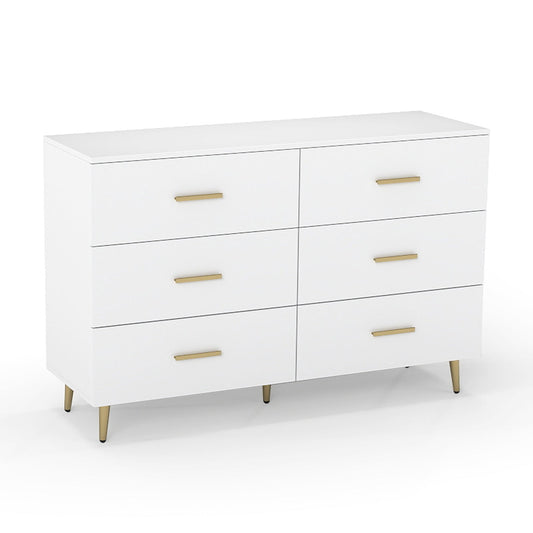 6 Drawer Dresser with Anti-Toppling Device for Living Room-White