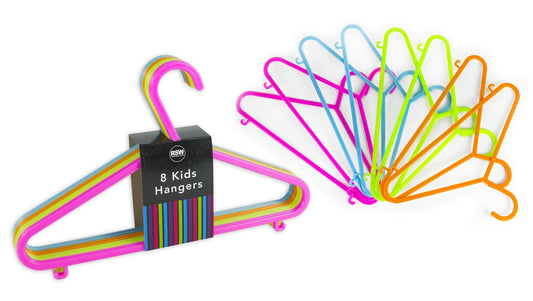Royle Pack of 8 Kids Hangers 4 Bright Colours Baby Child Coloured Plastic Coat Clothes