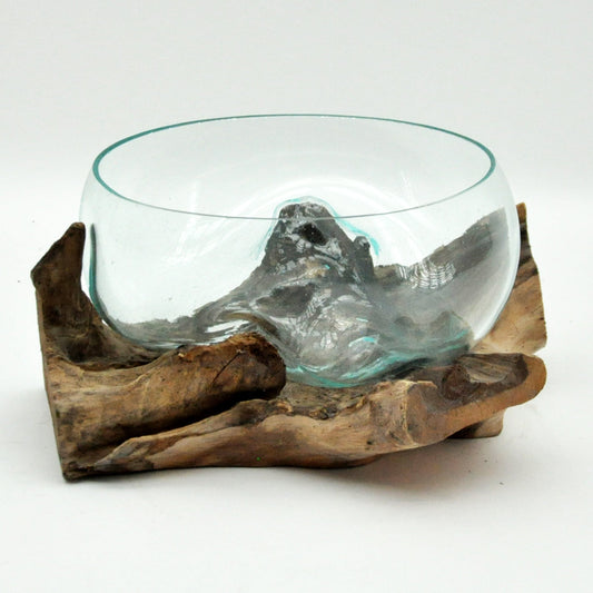 #9 M TEAK ROOT FRUIT BOWL BLOWN GLASS