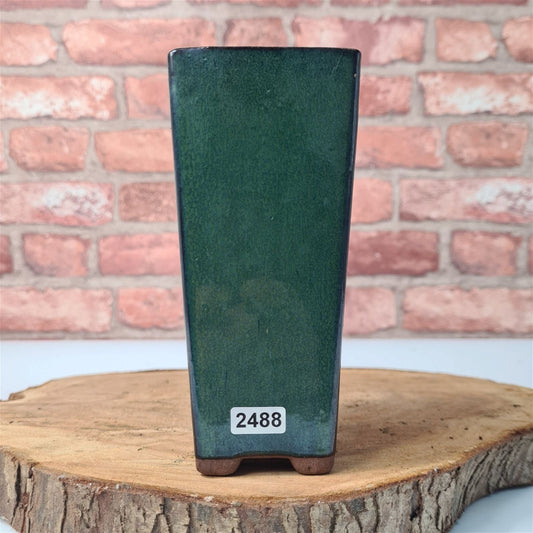 7cm Glazed Bonsai Pot | Cascade | 7cm x 15cm | Dark Green | Luxury Home Accessories | Heulog Glow