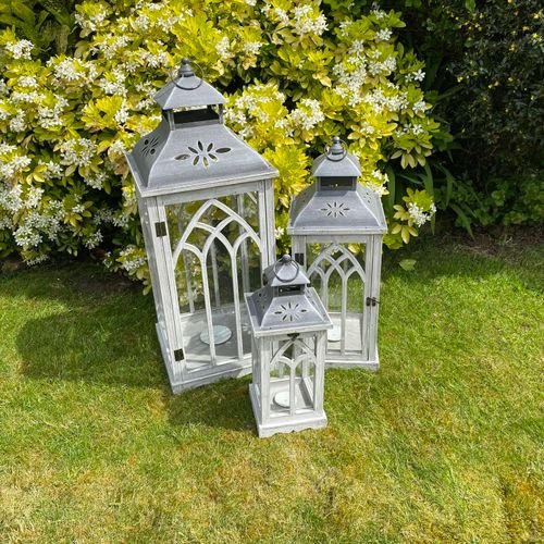 81/62/43CM SET 3 WOODEN LANTERNS