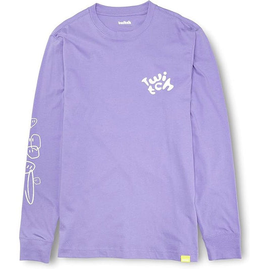 Twitch Long Sleeve Tee, 100% Cotton Top, Dusty Purple, Size M