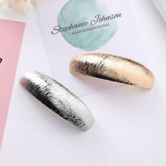 Korean New Headwear Simple Brushed Metal Curved Hair Clips Wild Elegant Horsetail Clip Small Horizontal Clip