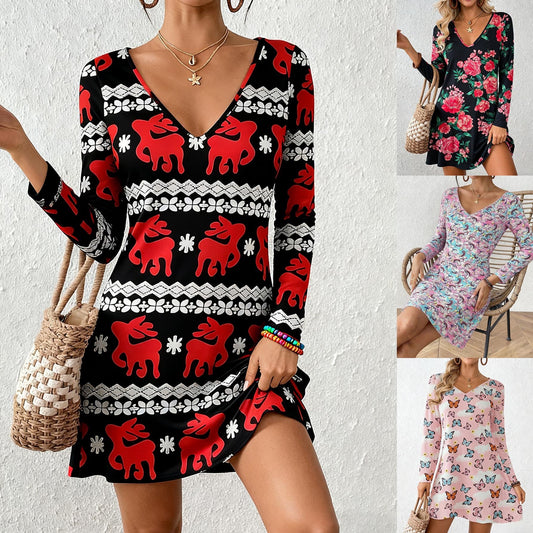 Personality Deep V Neck Casual Fashion Dress