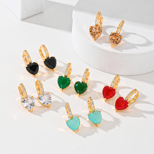 Fashion Multi-color Copper Earrings Studded With Zircon