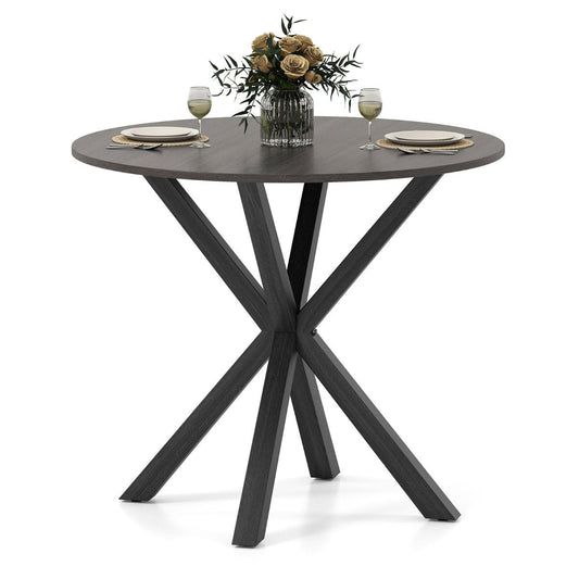 90CM Wood Dining Table with Intersecting Pedestal Base-Black