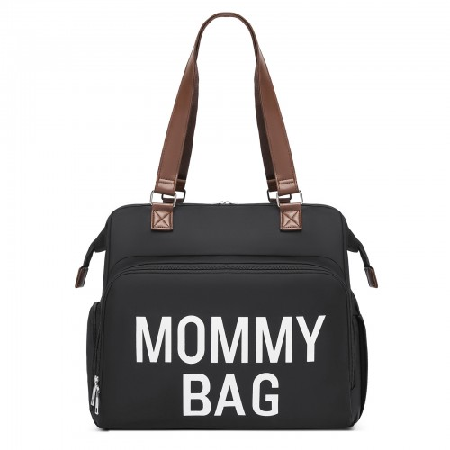 BCK2503 - Kono Large Nappy Changing Tote Bag with Shoe Compartment, Insulated Pockets & Waterproof Zip Pocket - Black